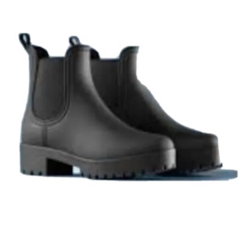 Jeffrey Campbell, black Chelsea ankle, rain boots